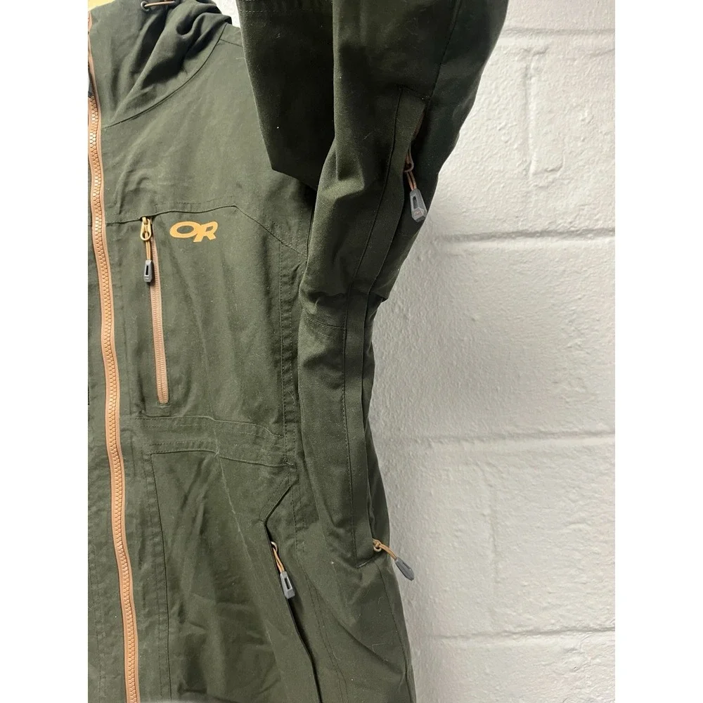 OUTDOOR RESEARCH Mens BlackPowder II Ski Jacket‎ Medium Hood Ranger Green Orange